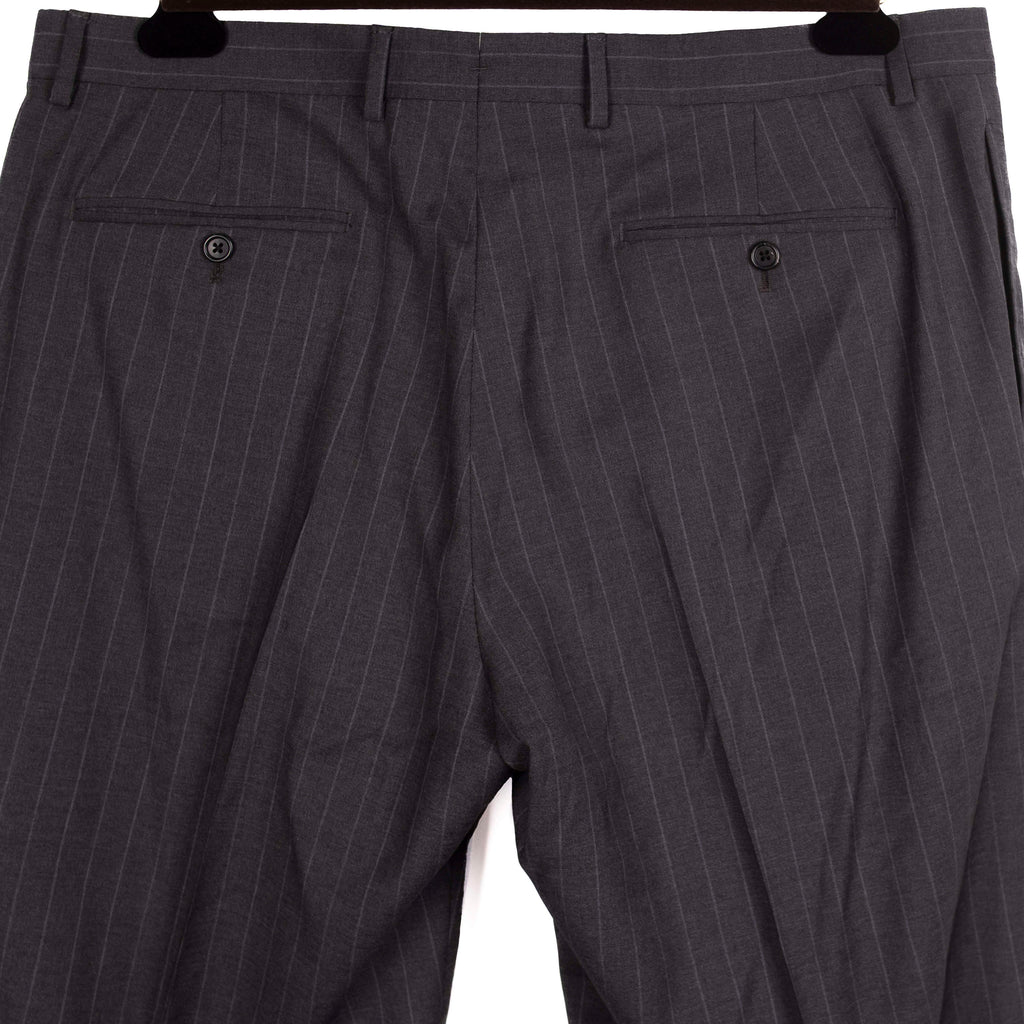 Neapolitan Hand Tailored Grey Chalk Striped Suit Sz 54