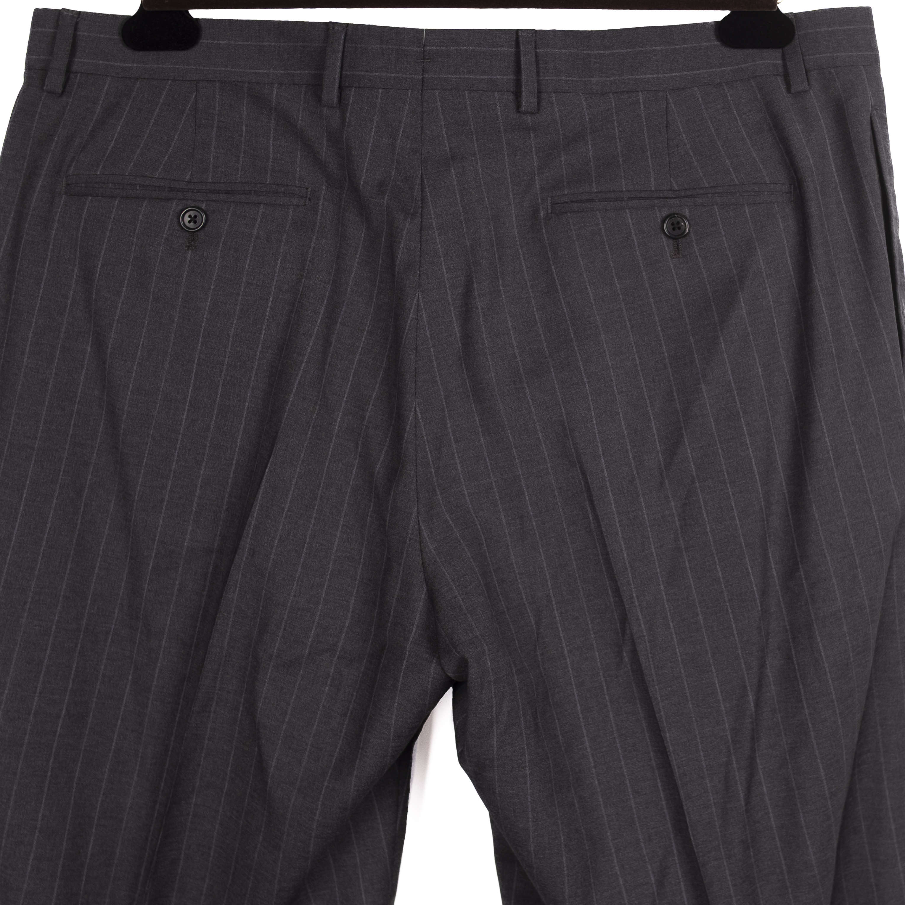 Neapolitan Hand Tailored Grey Chalk Striped Suit Sz 54