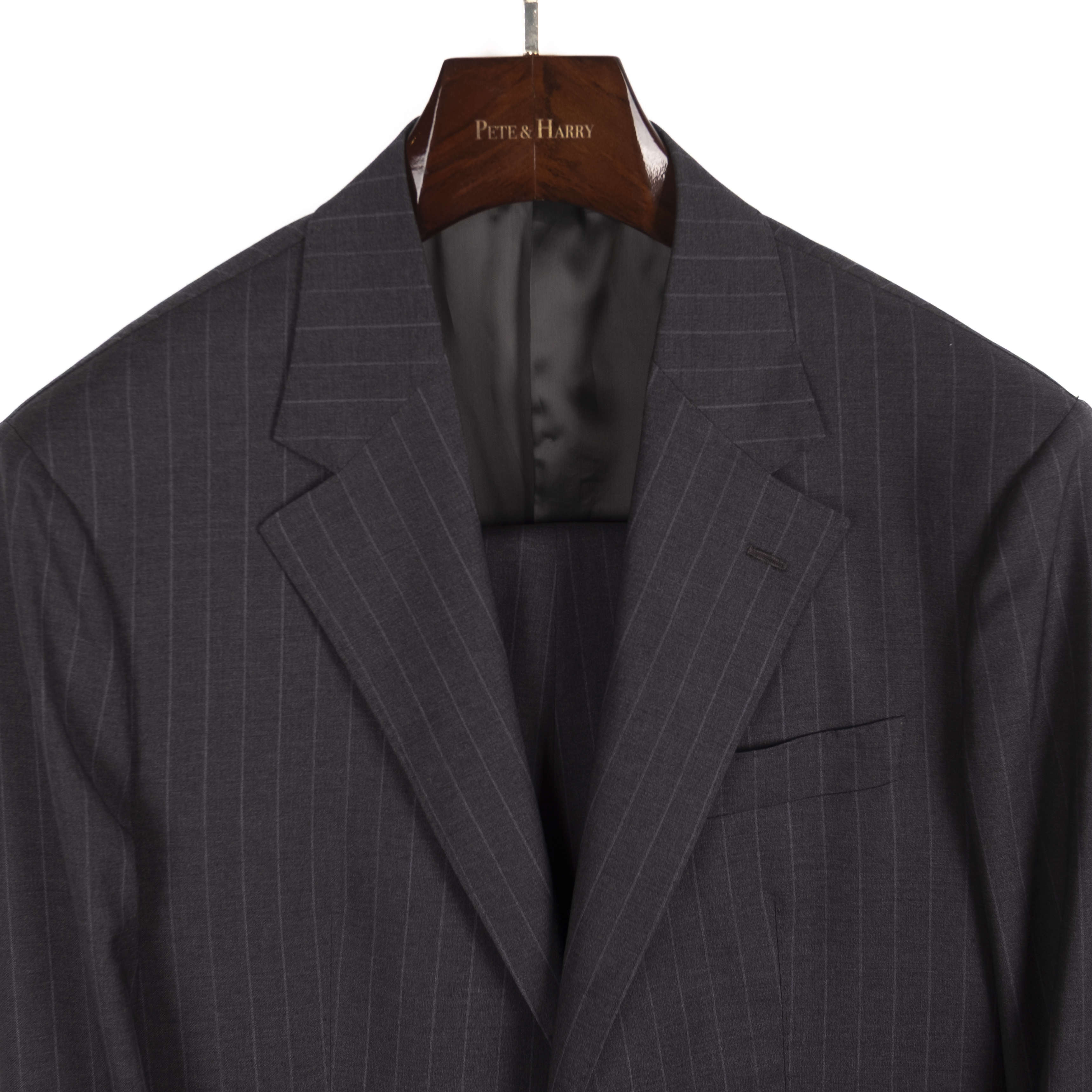 Neapolitan Hand Tailored Grey Chalk Striped Suit Sz 54