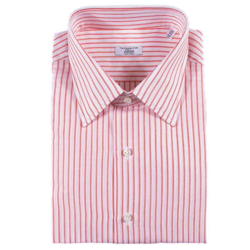 Neapolitan Hand Tailored Red/White Striped Shirt Sz 43