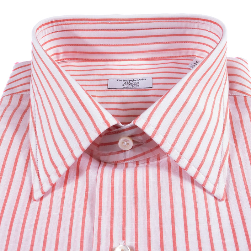 Neapolitan Hand Tailored Red/White Striped Shirt Sz 43