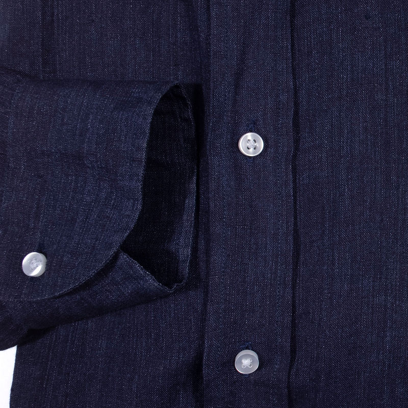 Sartoria Vanni Navy Buttondown Linen Shirt