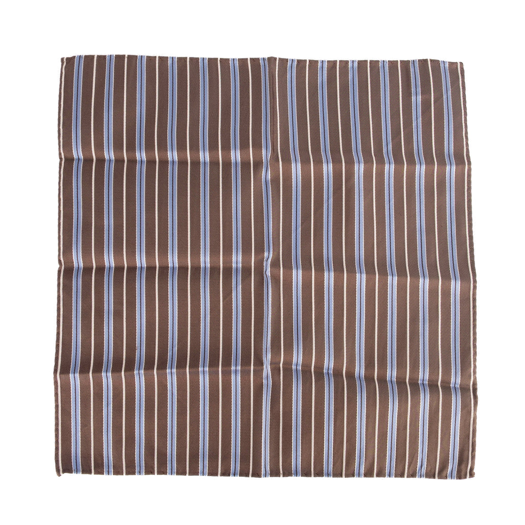 Brown and Blue Striped Pocket Square