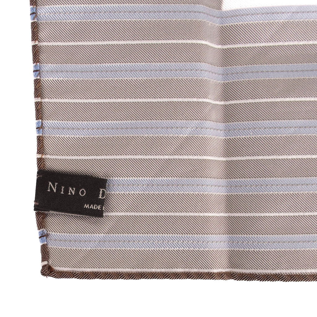 Brown and Blue Striped Pocket Square