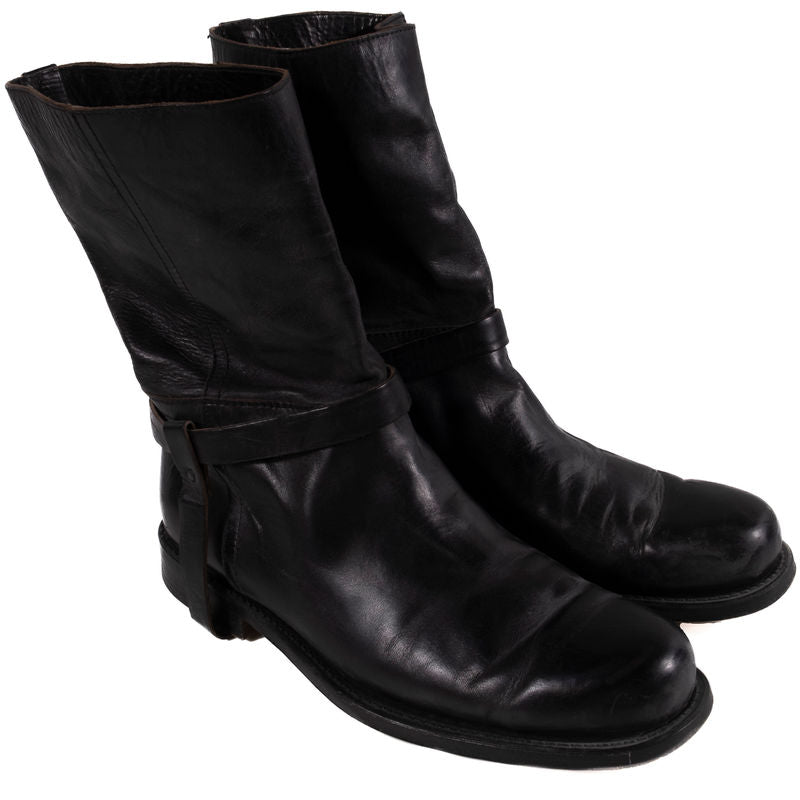 Yves Saint Laurent Black Leather MC Boots Sz 44 (EU)