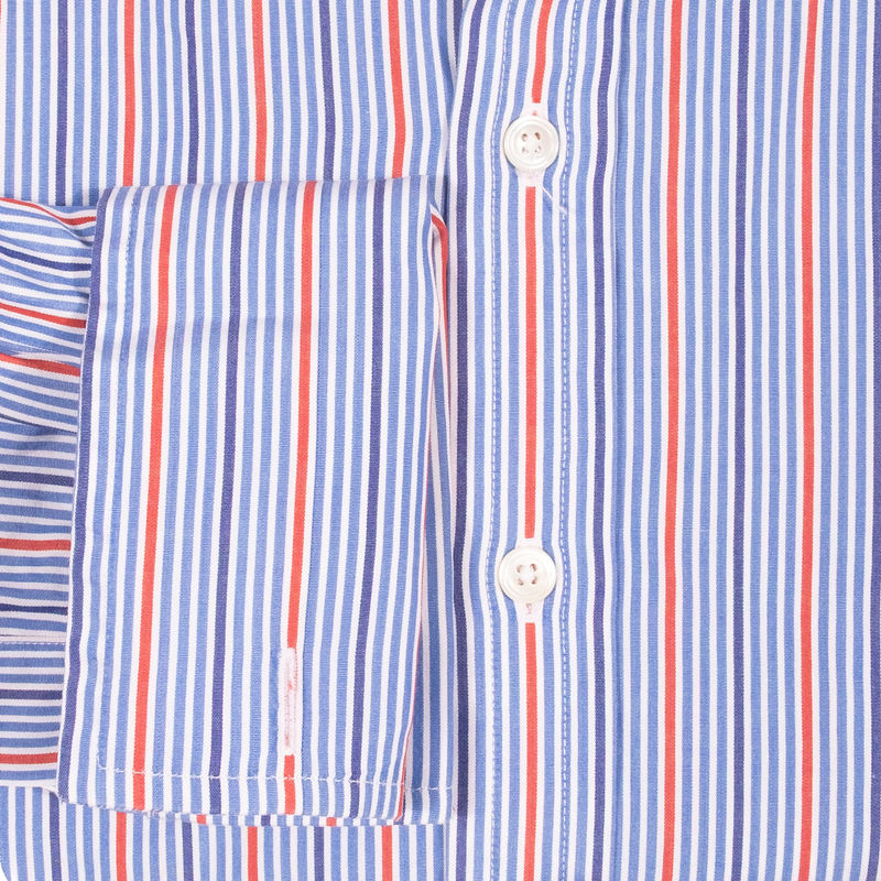New & Lingwood White with red and blue stripes French Cuff Shirt