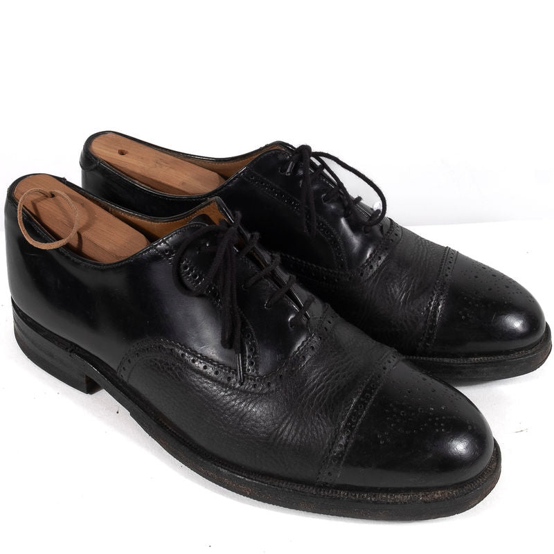 Black Grenson Brogued Cap Toe Oxfords
