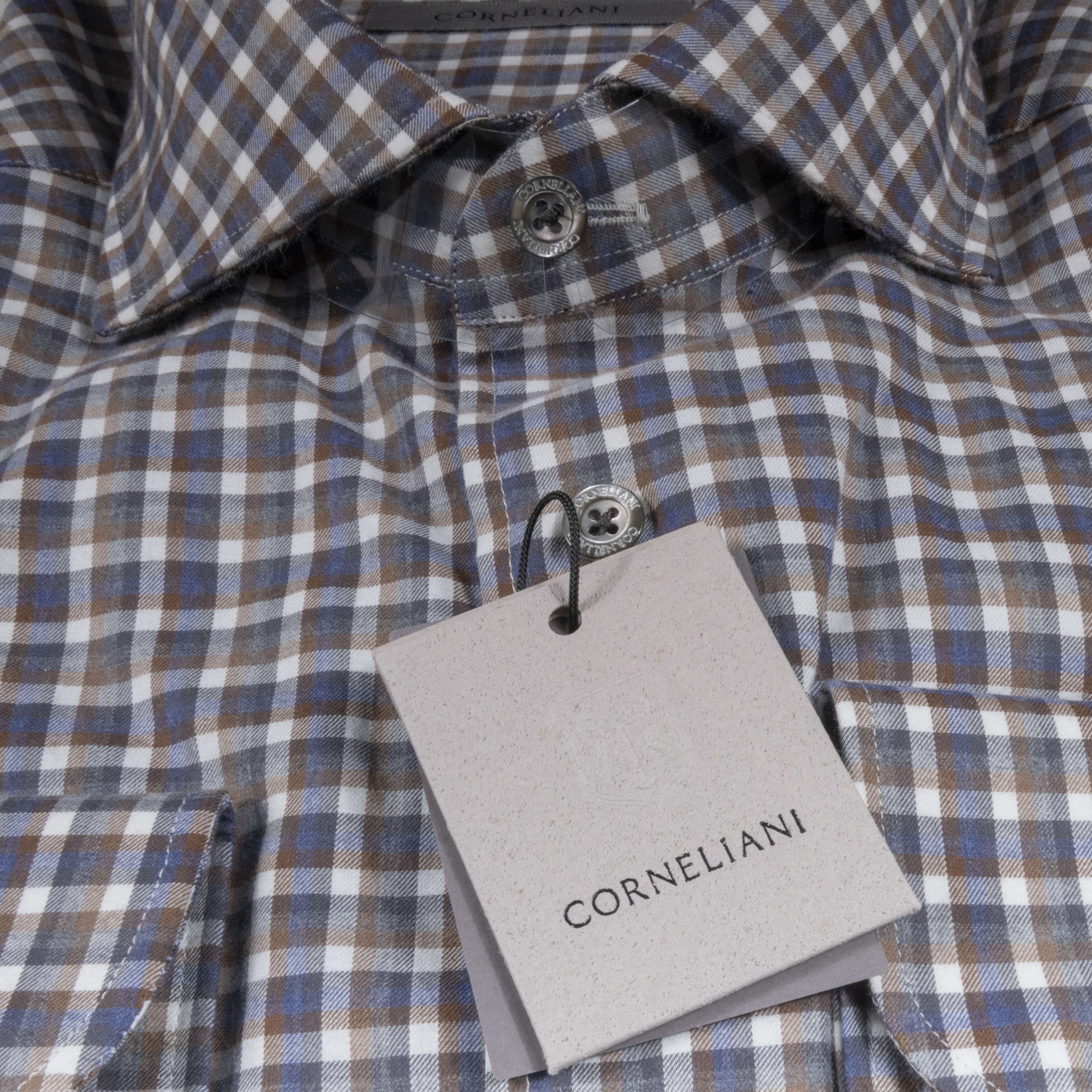 Brown and blue check Shirt 43