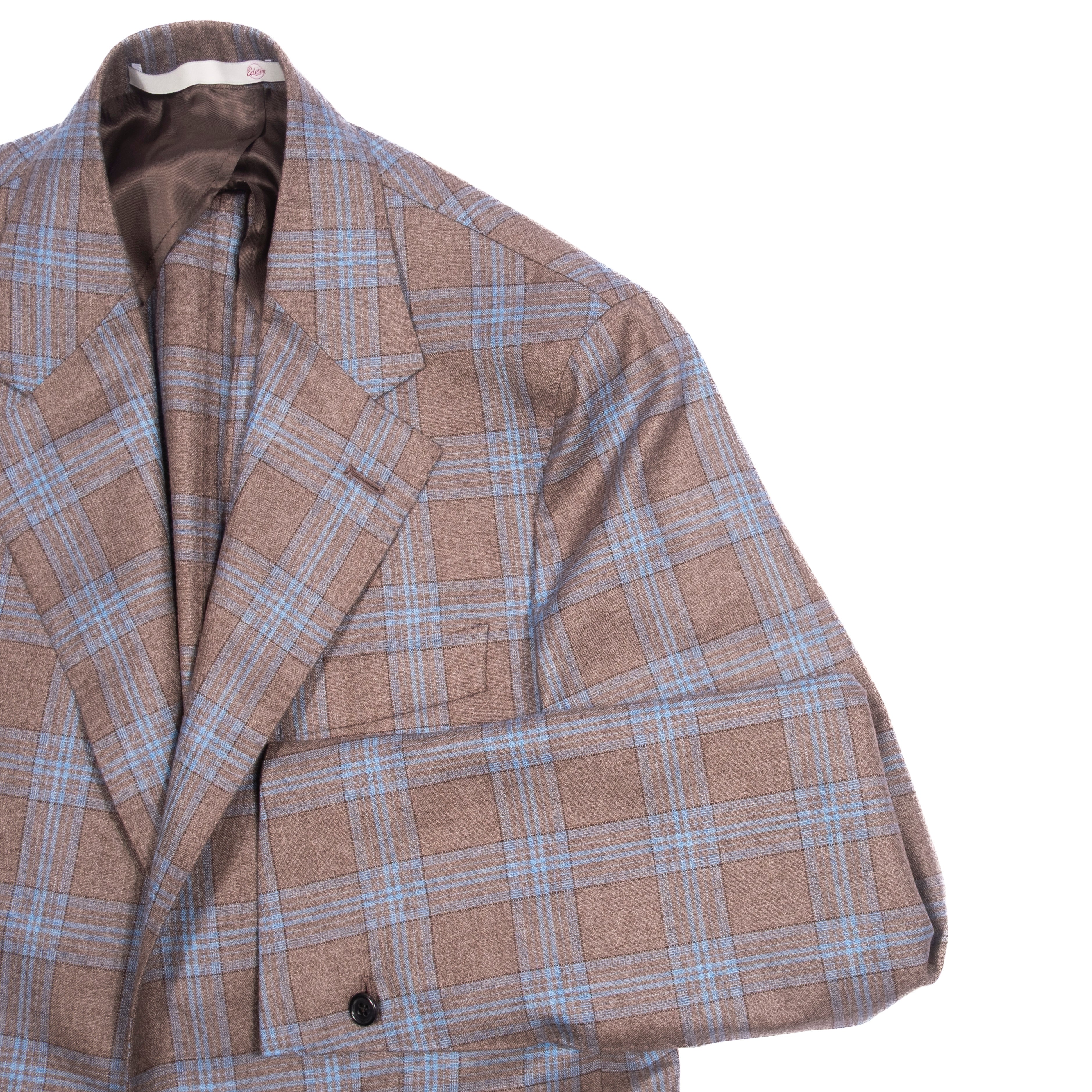 Neapolitan Hand Tailored Light Brown Check Wool Sport Coat Sz 50