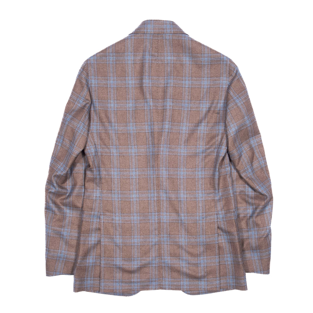 Neapolitan Hand Tailored Light Brown Check Wool Sport Coat Sz 50
