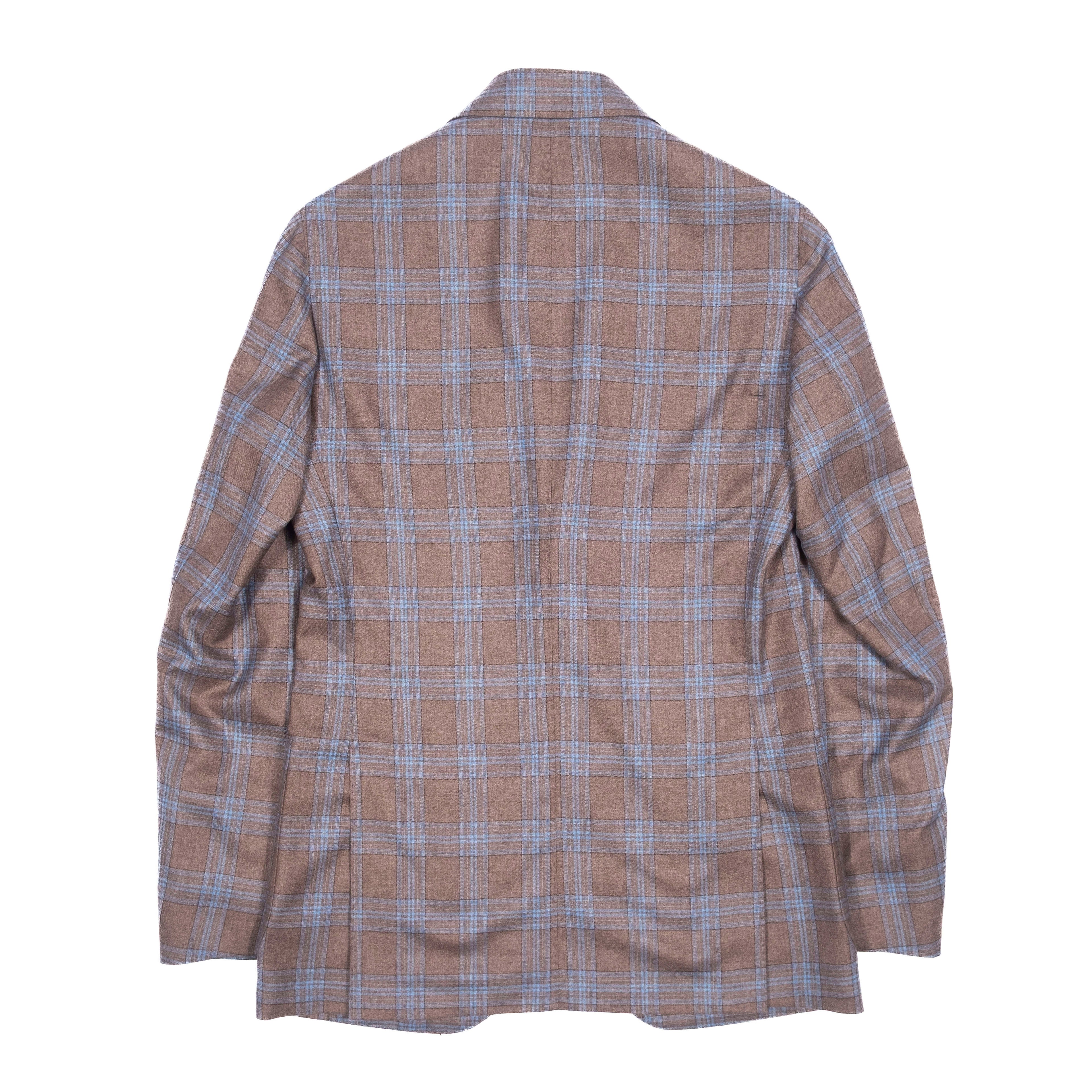 Neapolitan Hand Tailored Light Brown Check Wool Sport Coat Sz 50