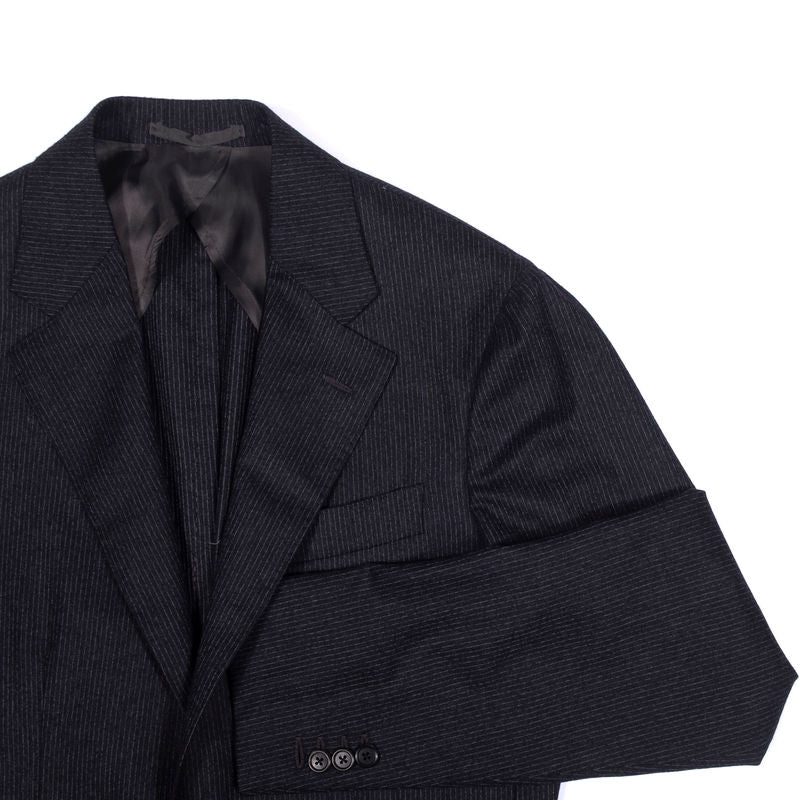 Neapolitan Hand Tailored Charcoal Pinstriped Suit, 50