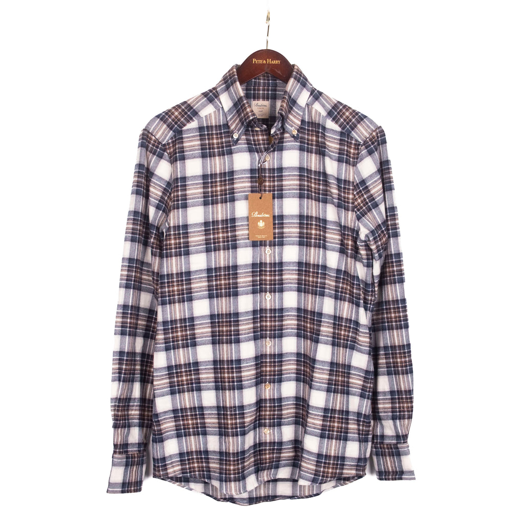 Blue and Brown Checks Buttondown Flannel Shirt