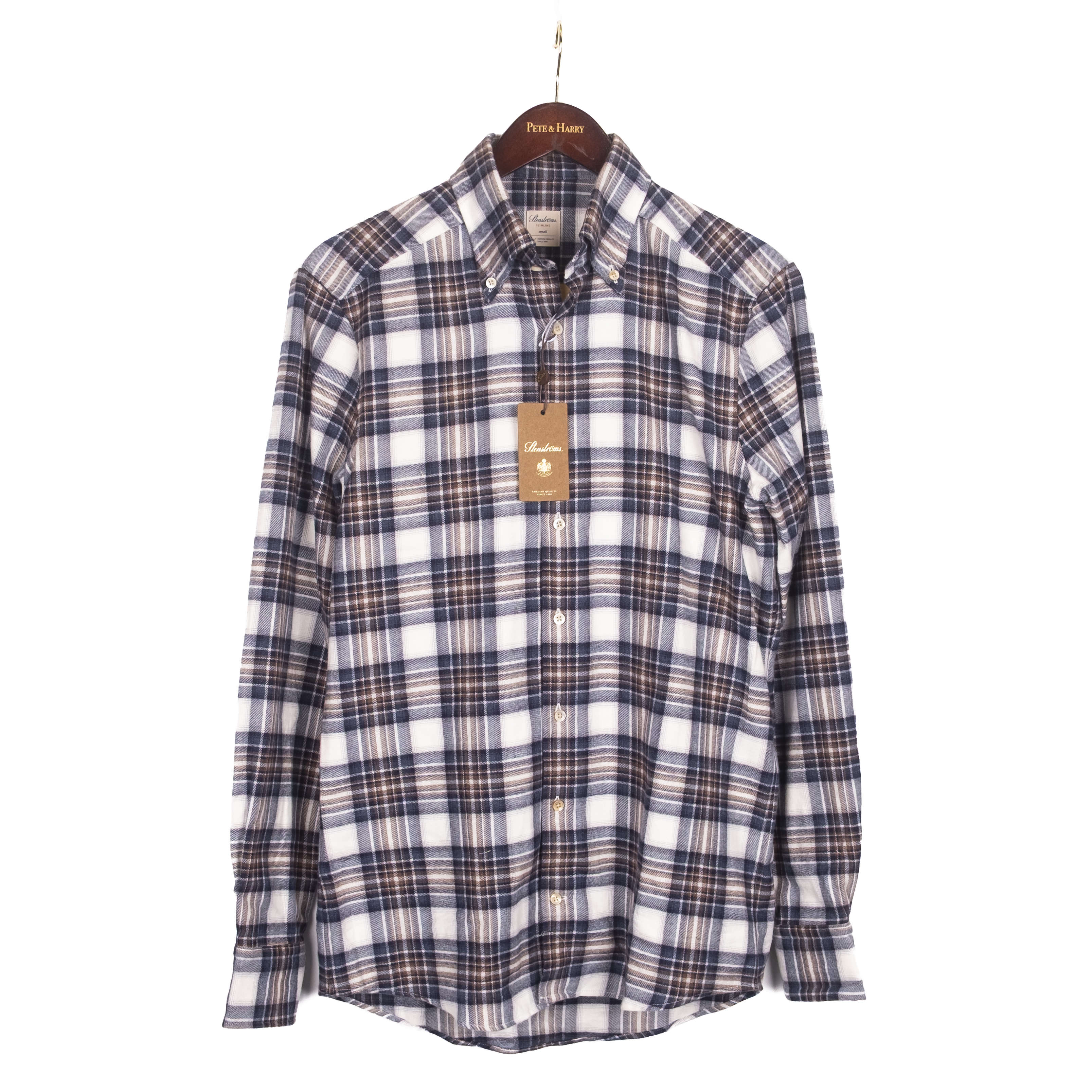 Blue and Brown Checks Buttondown Flannel Shirt