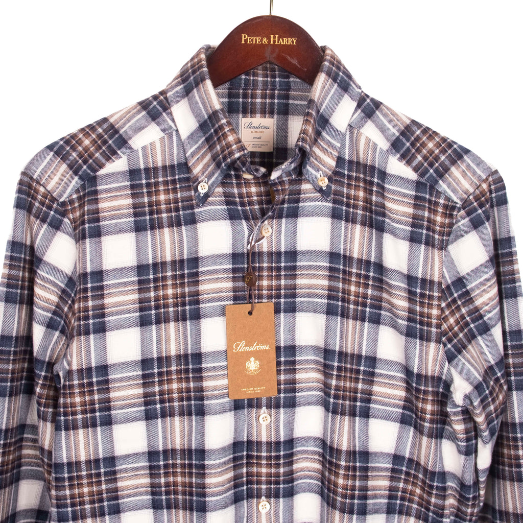 Blue and Brown Checks Buttondown Flannel Shirt