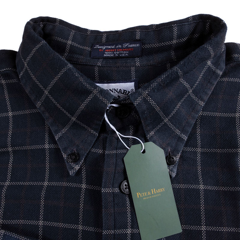 Faconnable Navy Blue Windowpane Shirt
