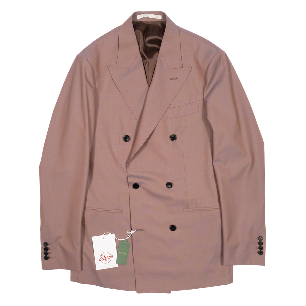 Neapolitan Hand Tailored Light Plum Double Breasted Suit Sz 54