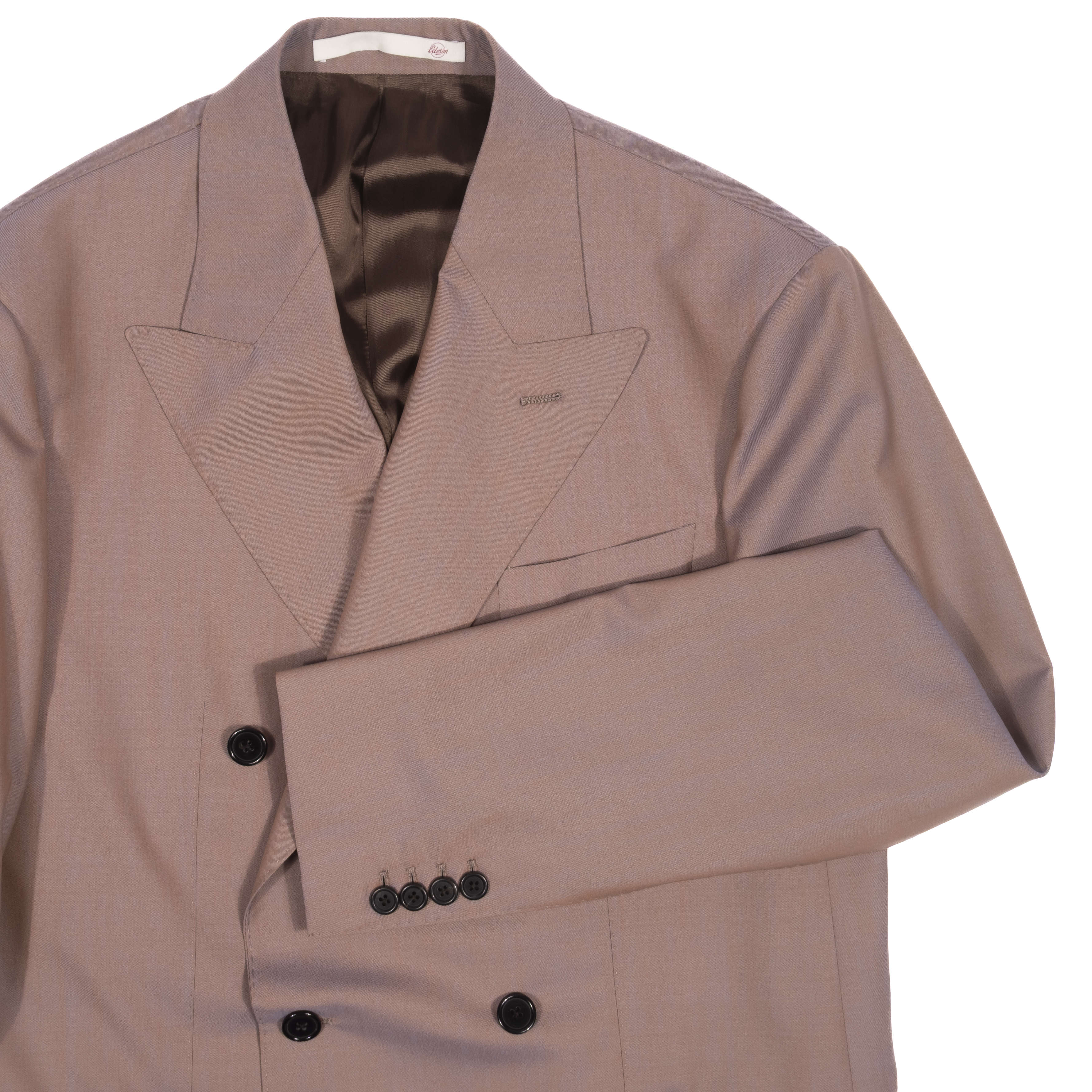 Neapolitan Hand Tailored Light Plum Double Breasted Suit Sz 54