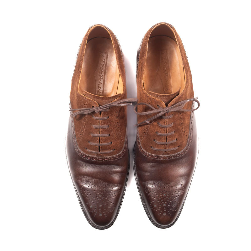 J. FitzPatrick Brown Suede and Leather Oxford Brogues