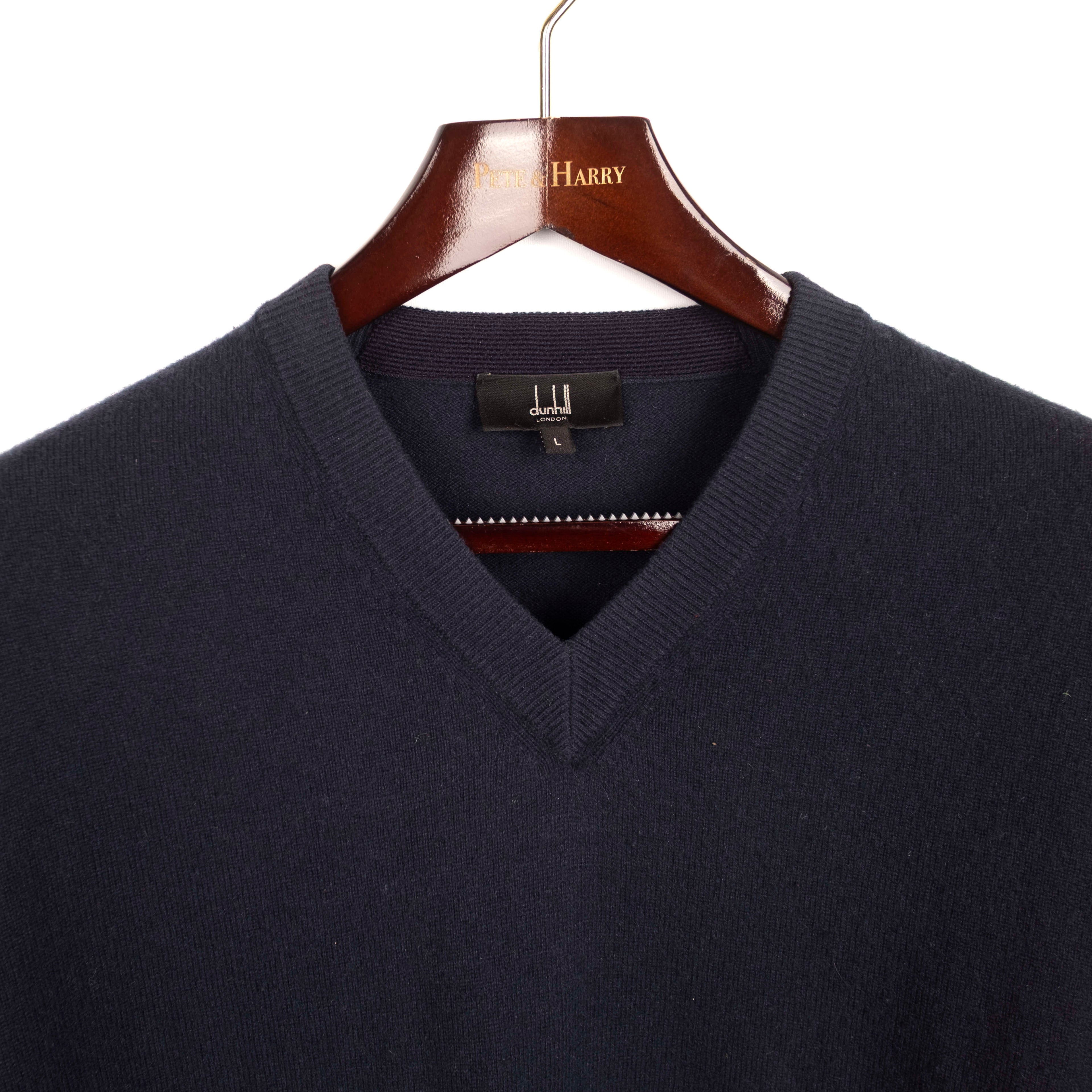 Navy Cashmere V-Neck Sweater