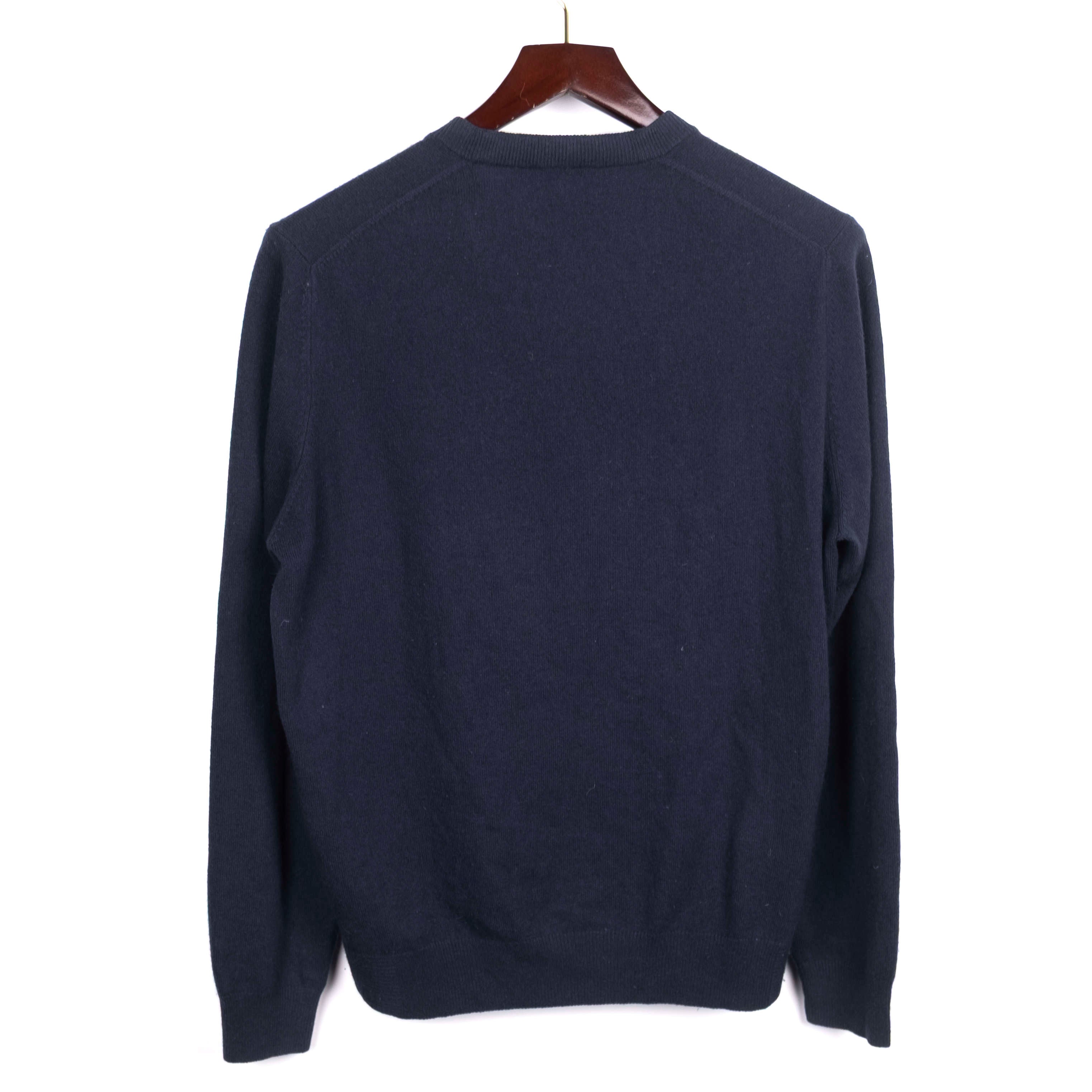 Navy Cashmere V-Neck Sweater