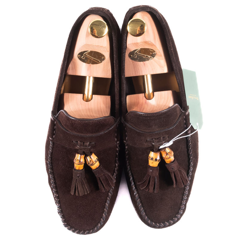 Gucci Brown Suede Tassel Loafers Sz 7.5 UK