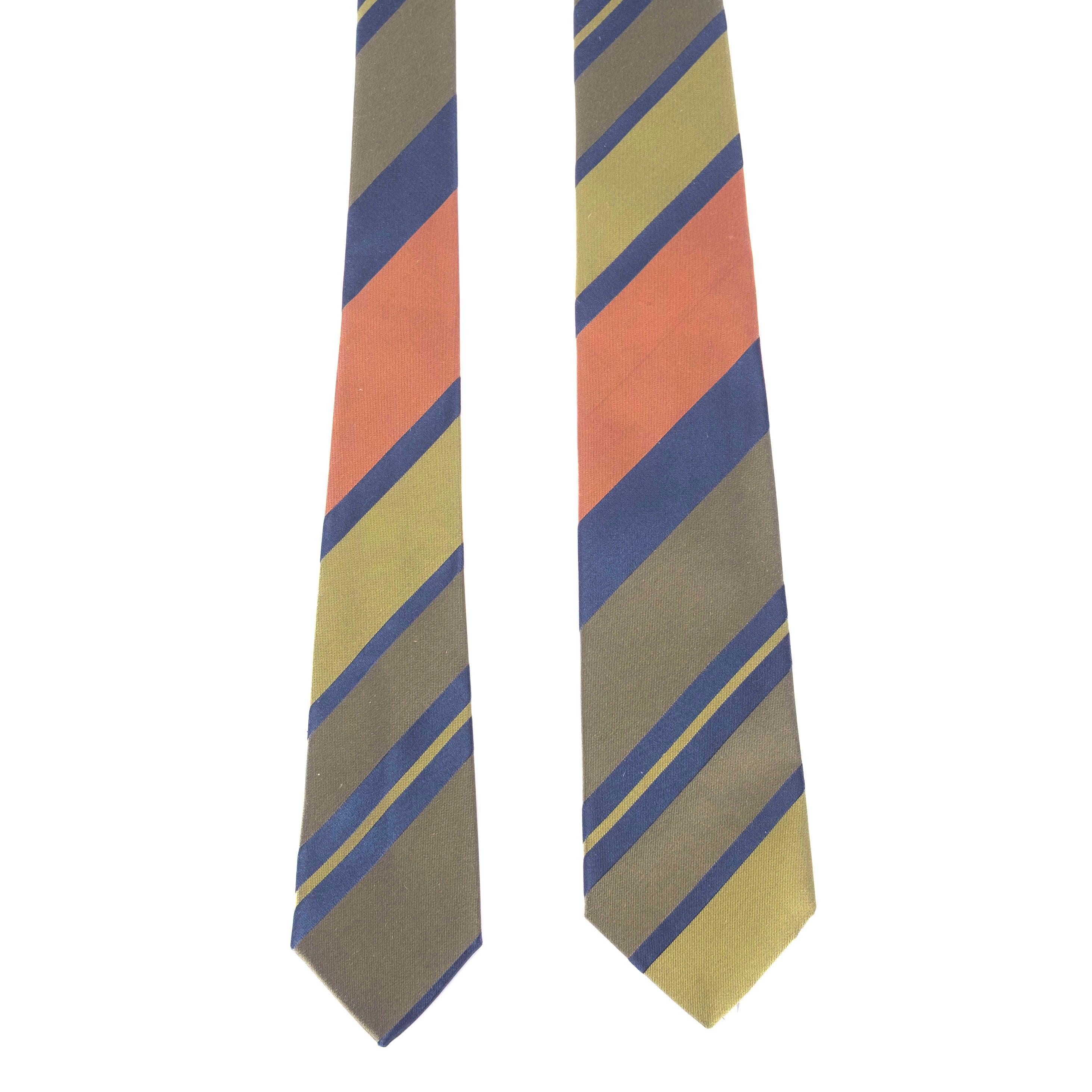 Green with Orange & Navy Striped Tie