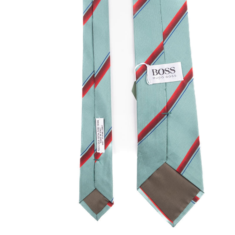 Blue, green and red striped Tie
