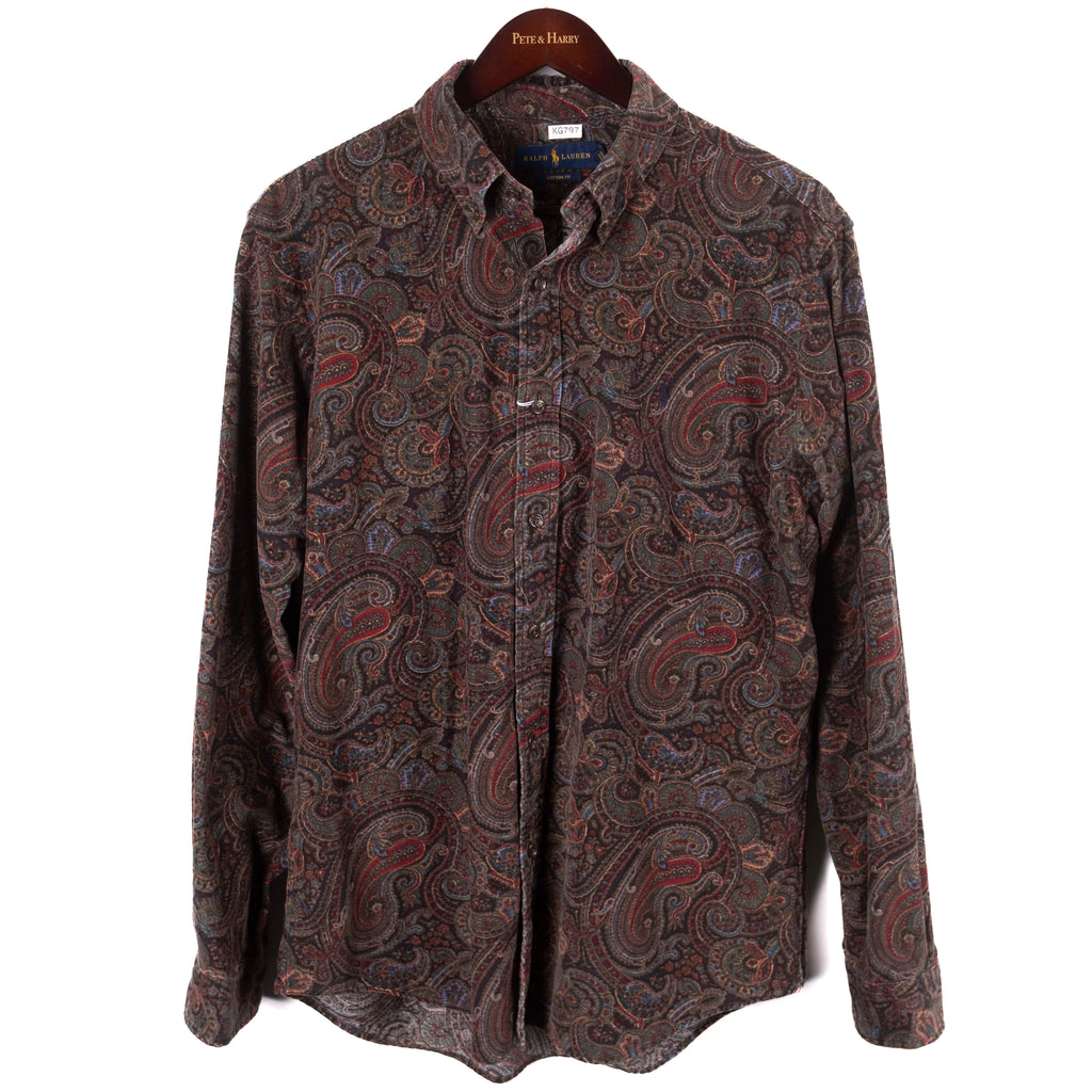 Blue and Red Paisley Buttondown Corduroy Shirt