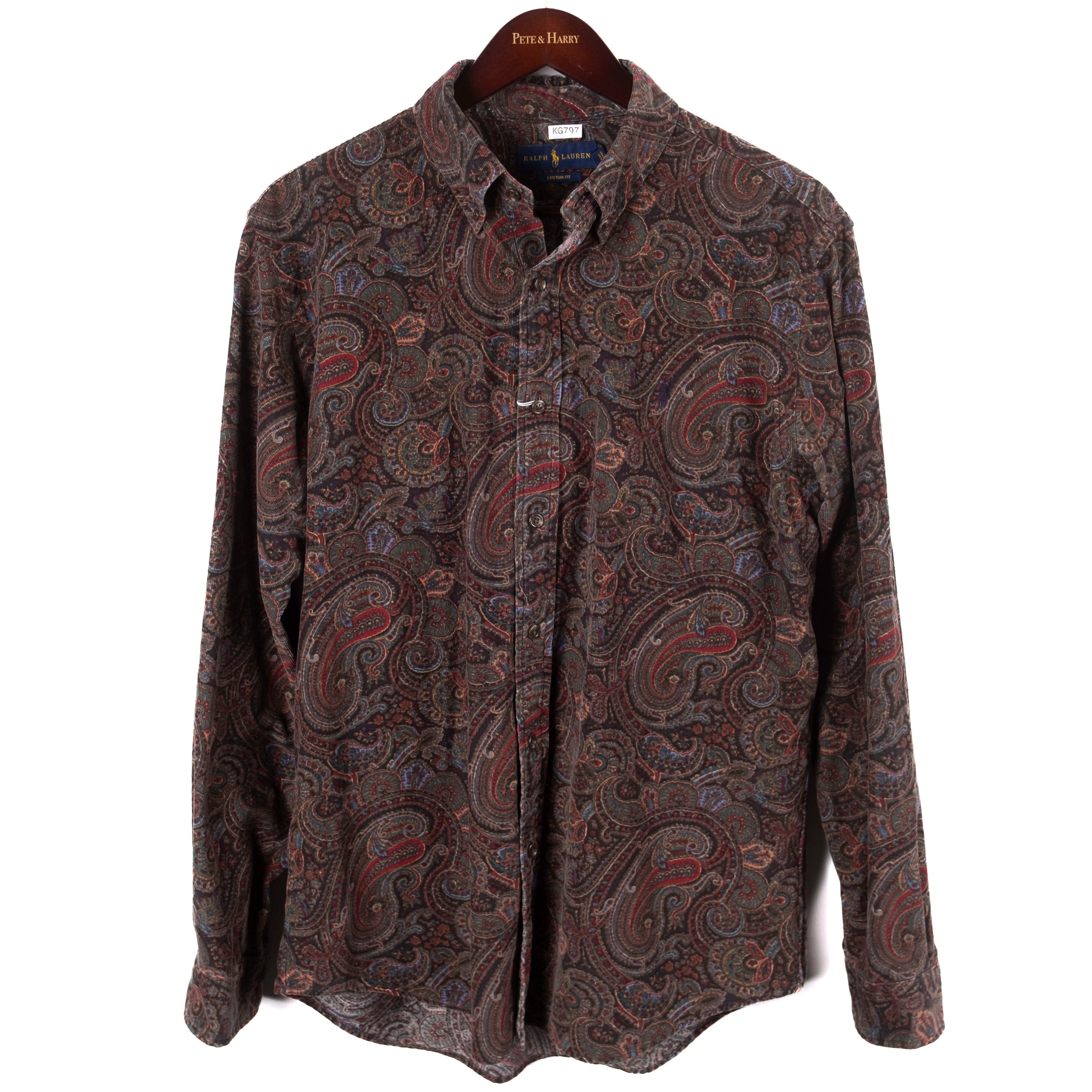 Blue and Red Paisley Buttondown Corduroy Shirt