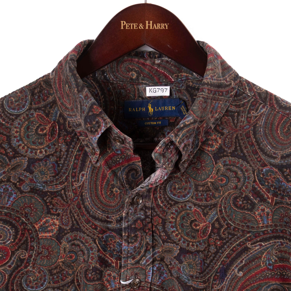 Blue and Red Paisley Buttondown Corduroy Shirt