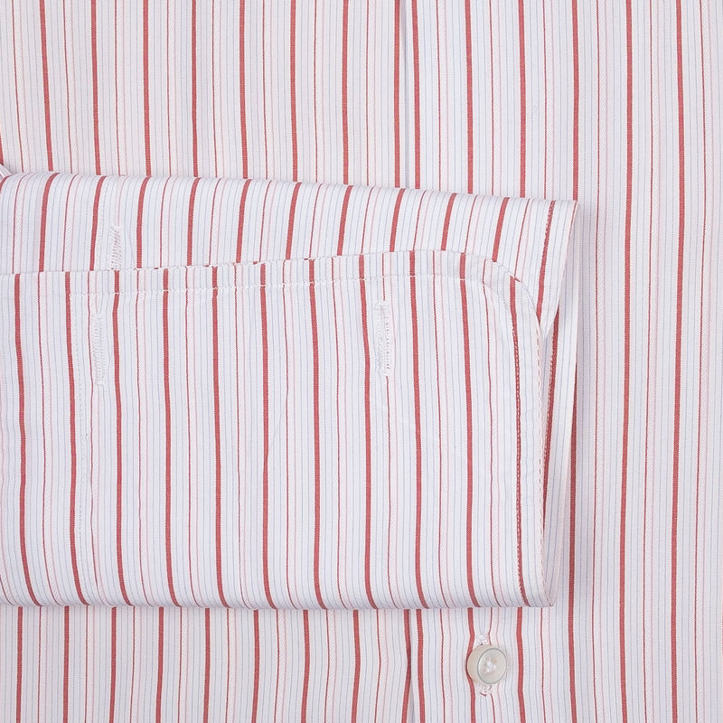 Borrelli Napoli Whitev French Cuff Shirt with Red and Blue Stripes