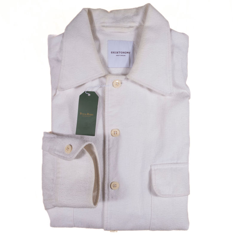 Shirtonomy White Flannel Over Shirt Sz 45