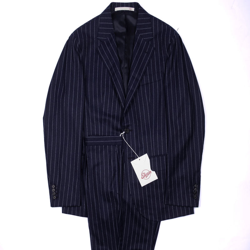 Neapolitan Hand Tailored Navy Pinstripe Neapolitan Suit Sz 56