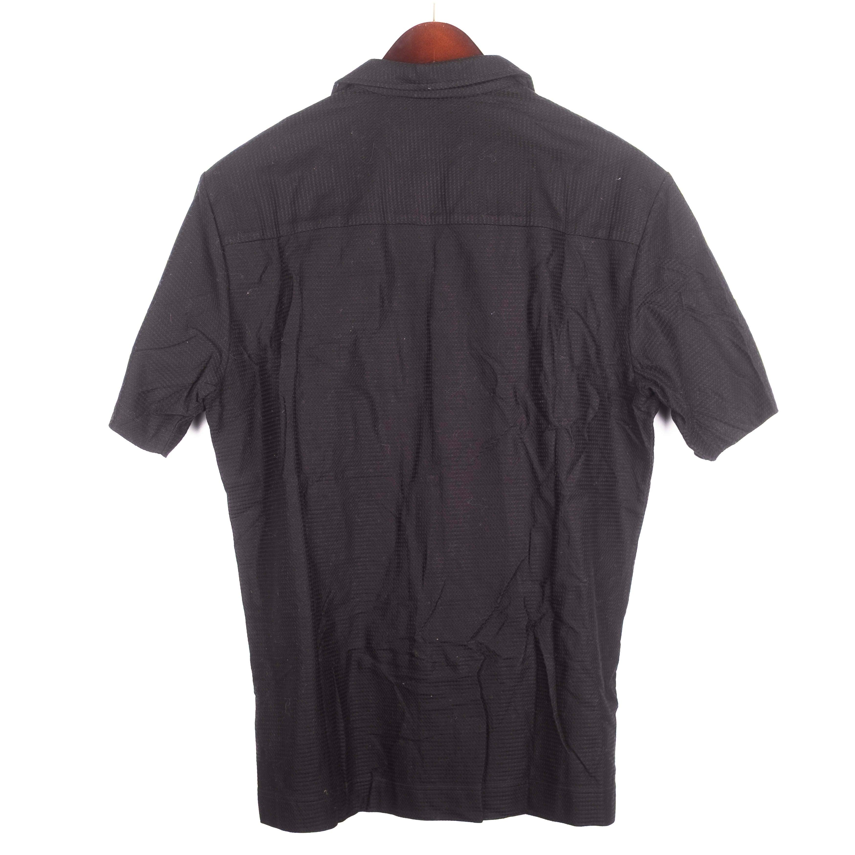 Black Short Sleeved Camp Collar Shirt