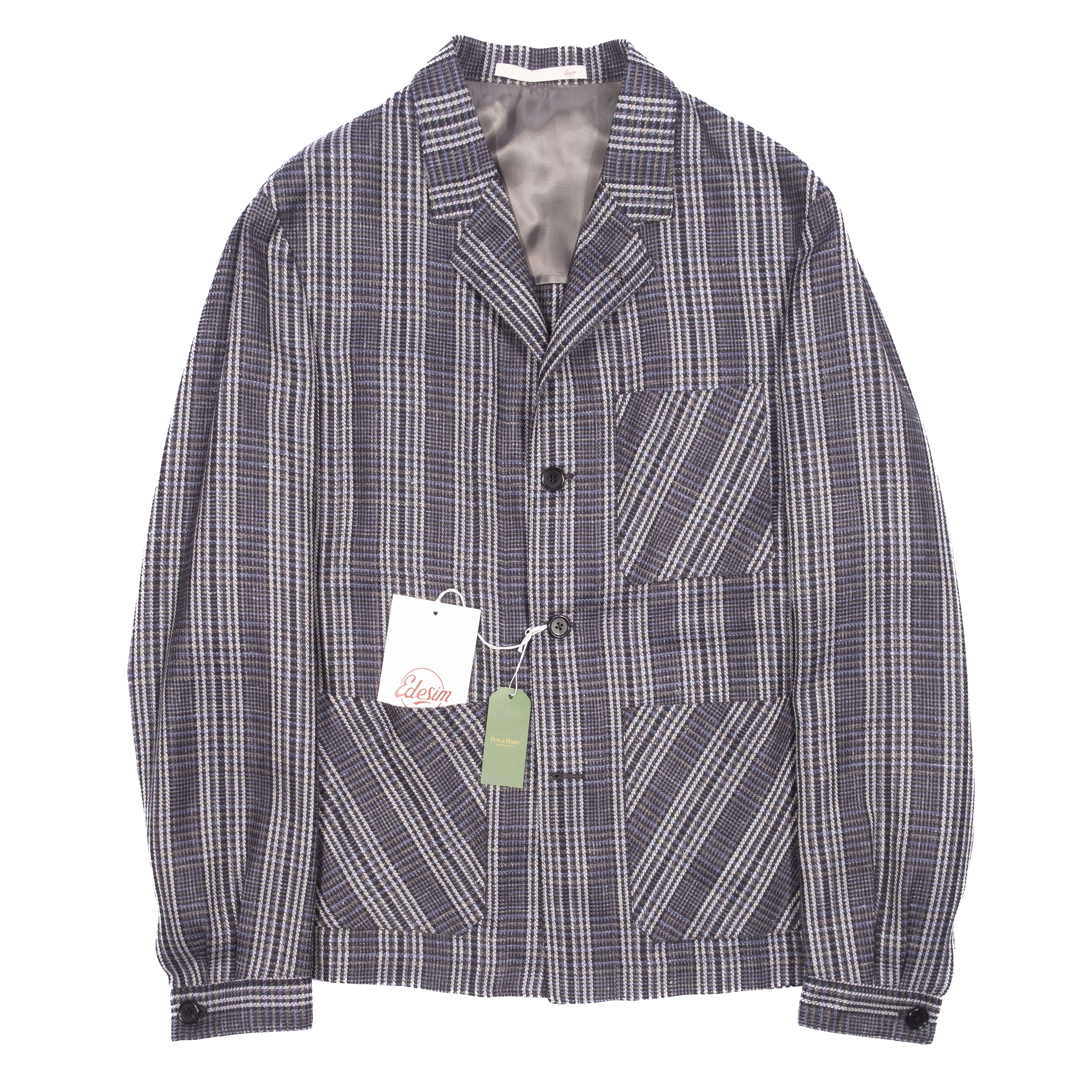 Neapolitan Hand Tailored Grey Check Chore Jacket Sz 52