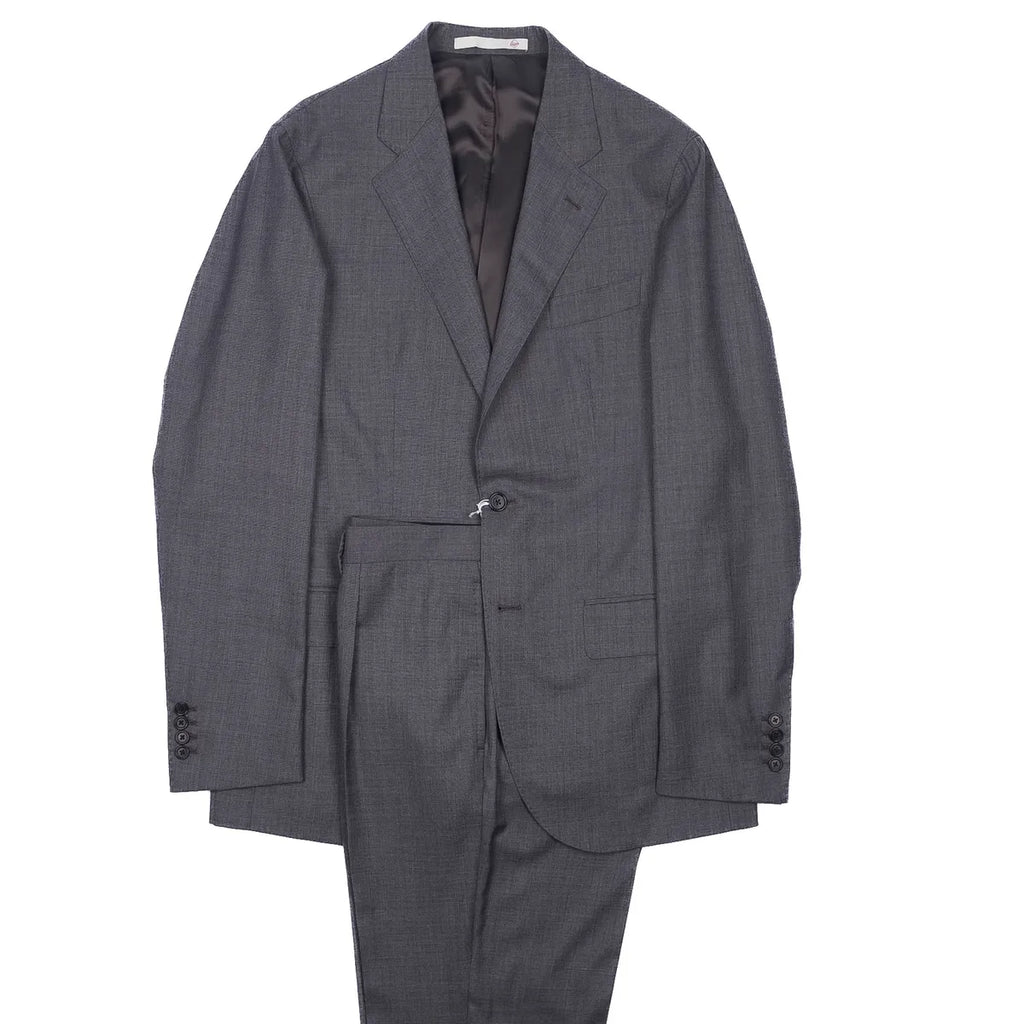Neapolitan Hand Tailored Grey Notch Lapel Business Suit Sz 56