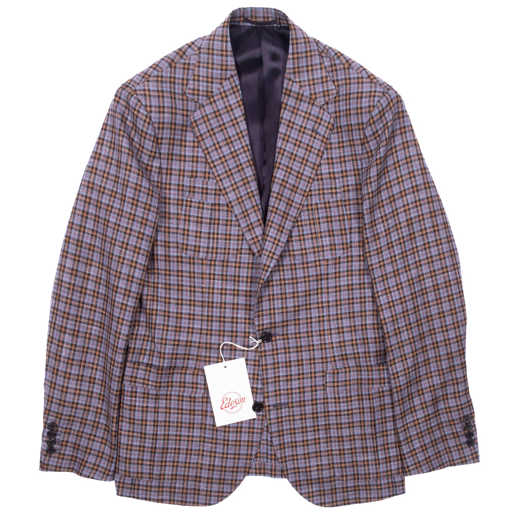 Neapolitan Hand Tailored Blue, Beige and Red Checks Summer Wool Sport Coat Sz 52