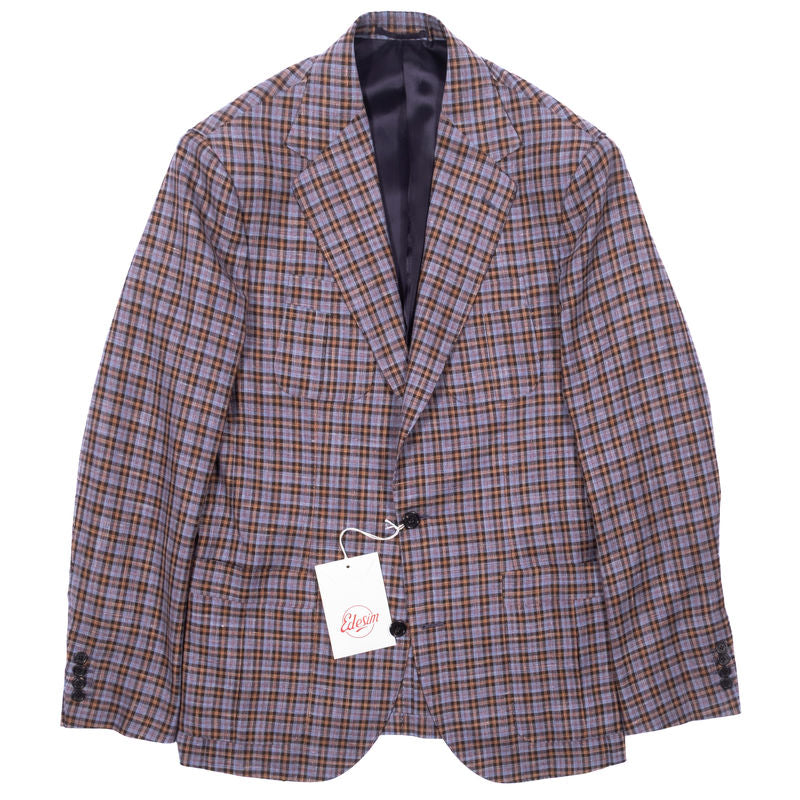 Blue, Beige and Red Checks Summer Wool Sport Coat Sz 52