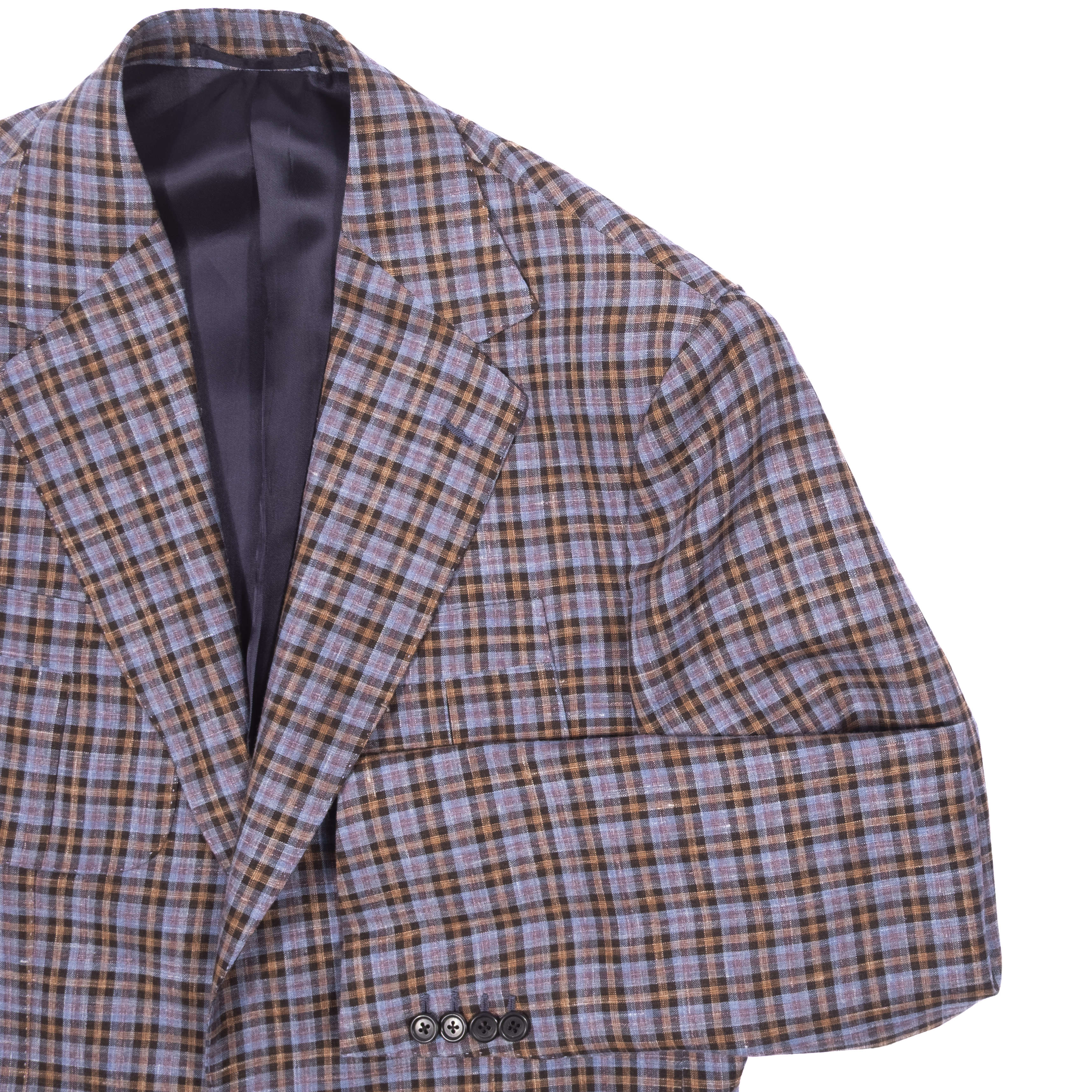 Neapolitan Hand Tailored Blue, Beige and Red Checks Holland & Sherry Wool Sport Coat Sz 48