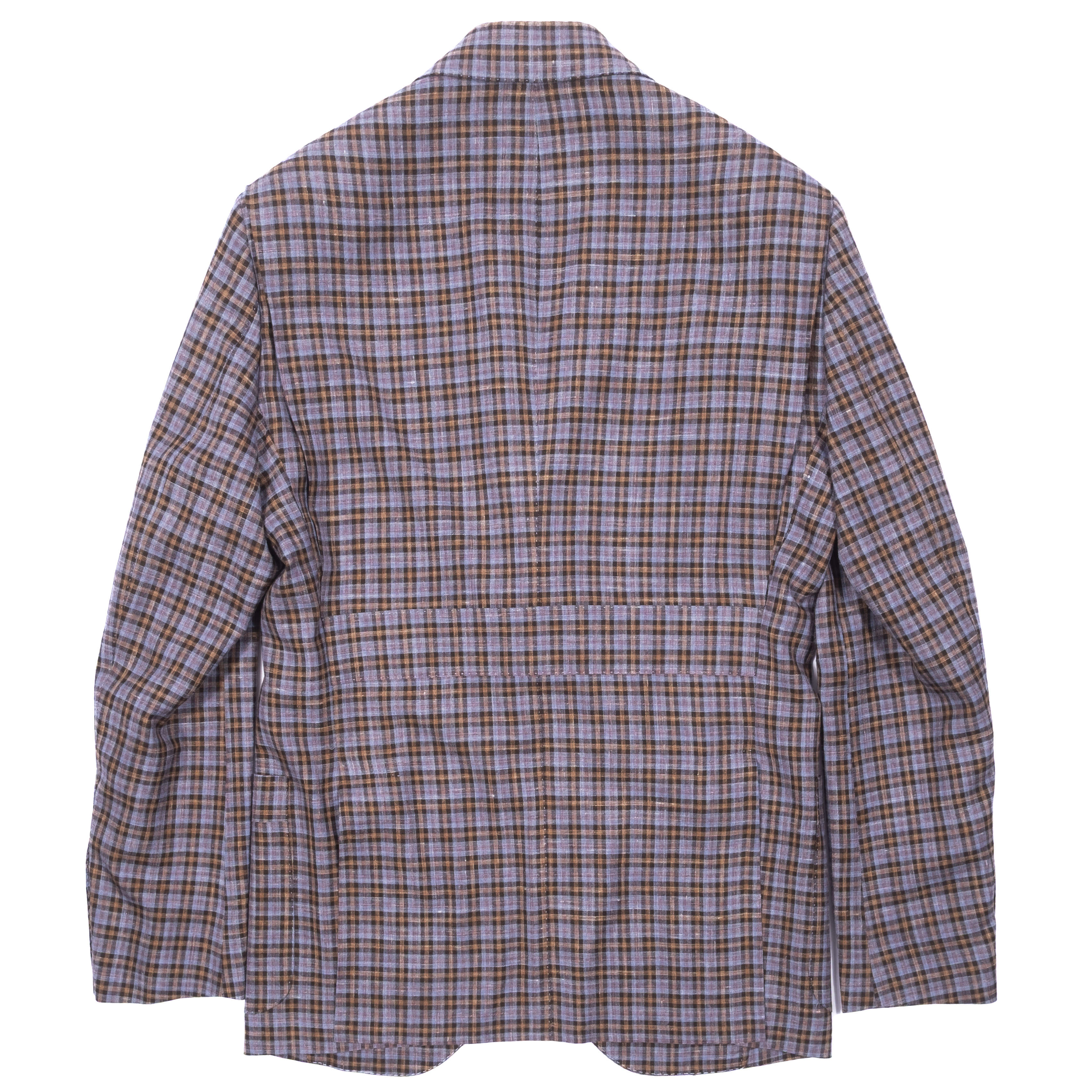 Neapolitan Hand Tailored Blue, Beige and Red Checks Summer Wool Sport Coat Sz 52