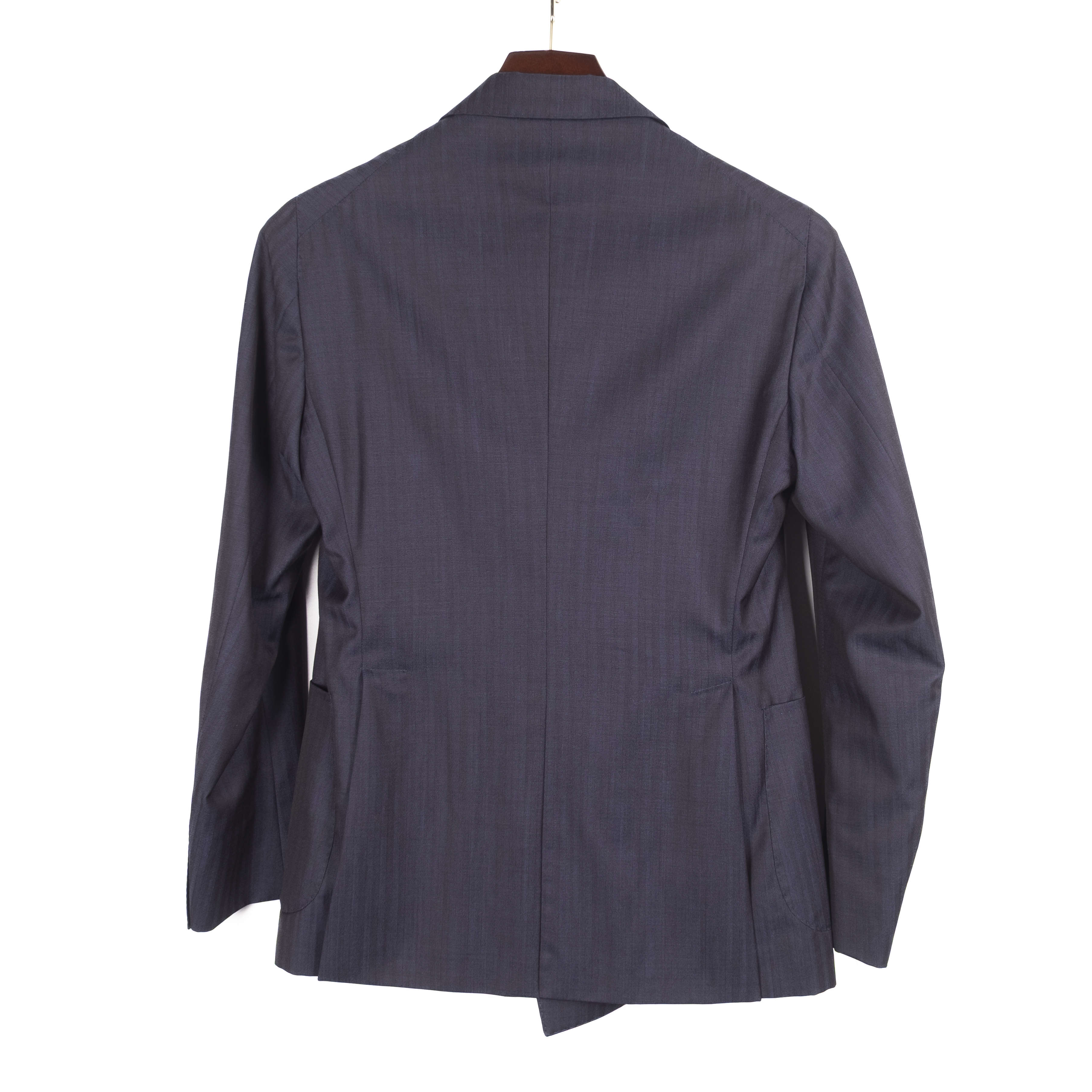 Navy Herringbone Double Breasted Suit