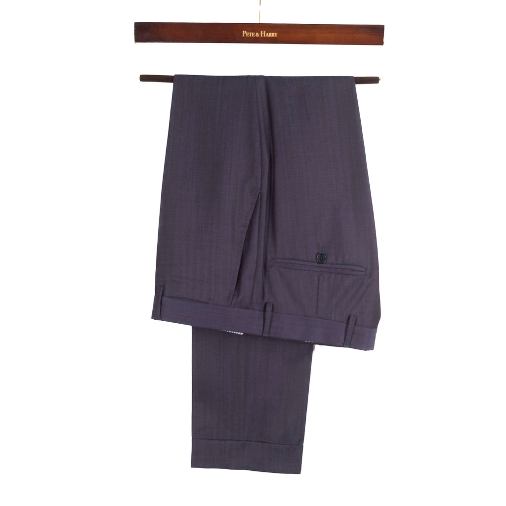 Navy Herringbone Double Breasted Suit