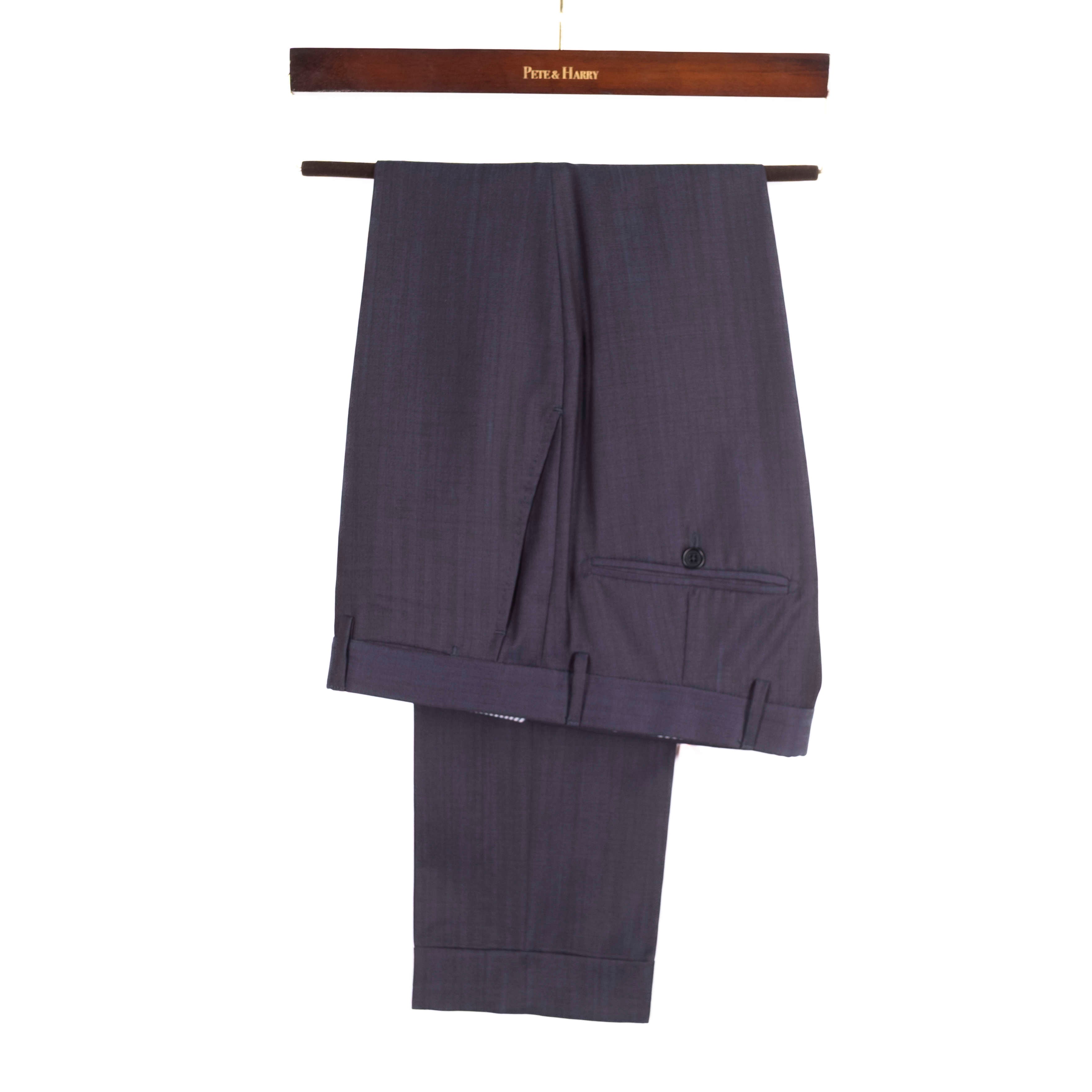 Navy Herringbone Double Breasted Suit