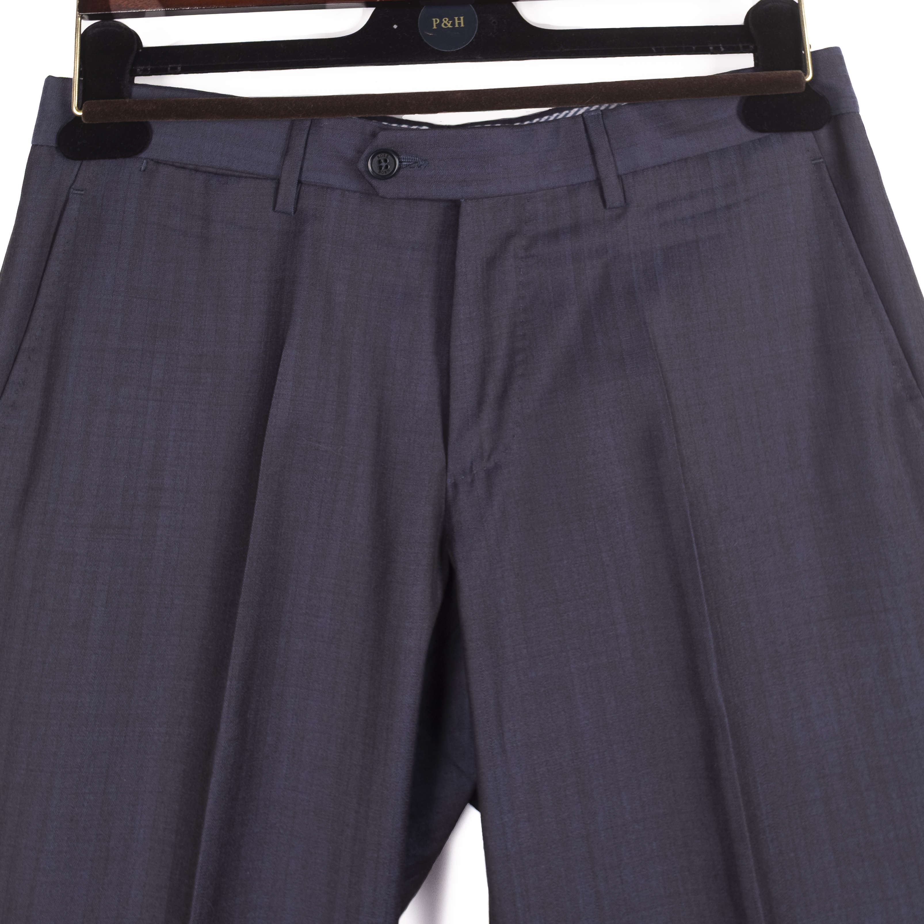 Navy Herringbone Double Breasted Suit