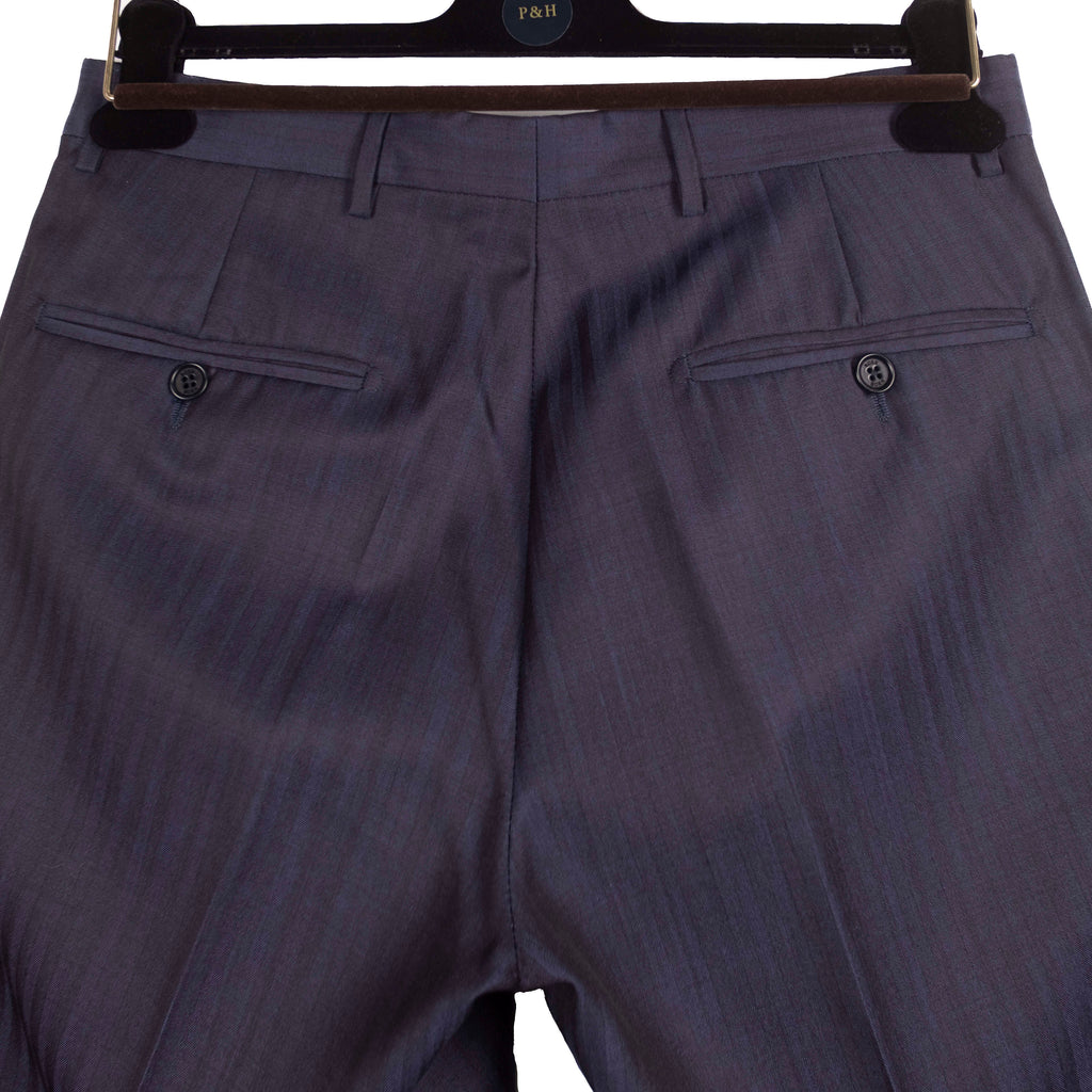 Navy Herringbone Double Breasted Suit