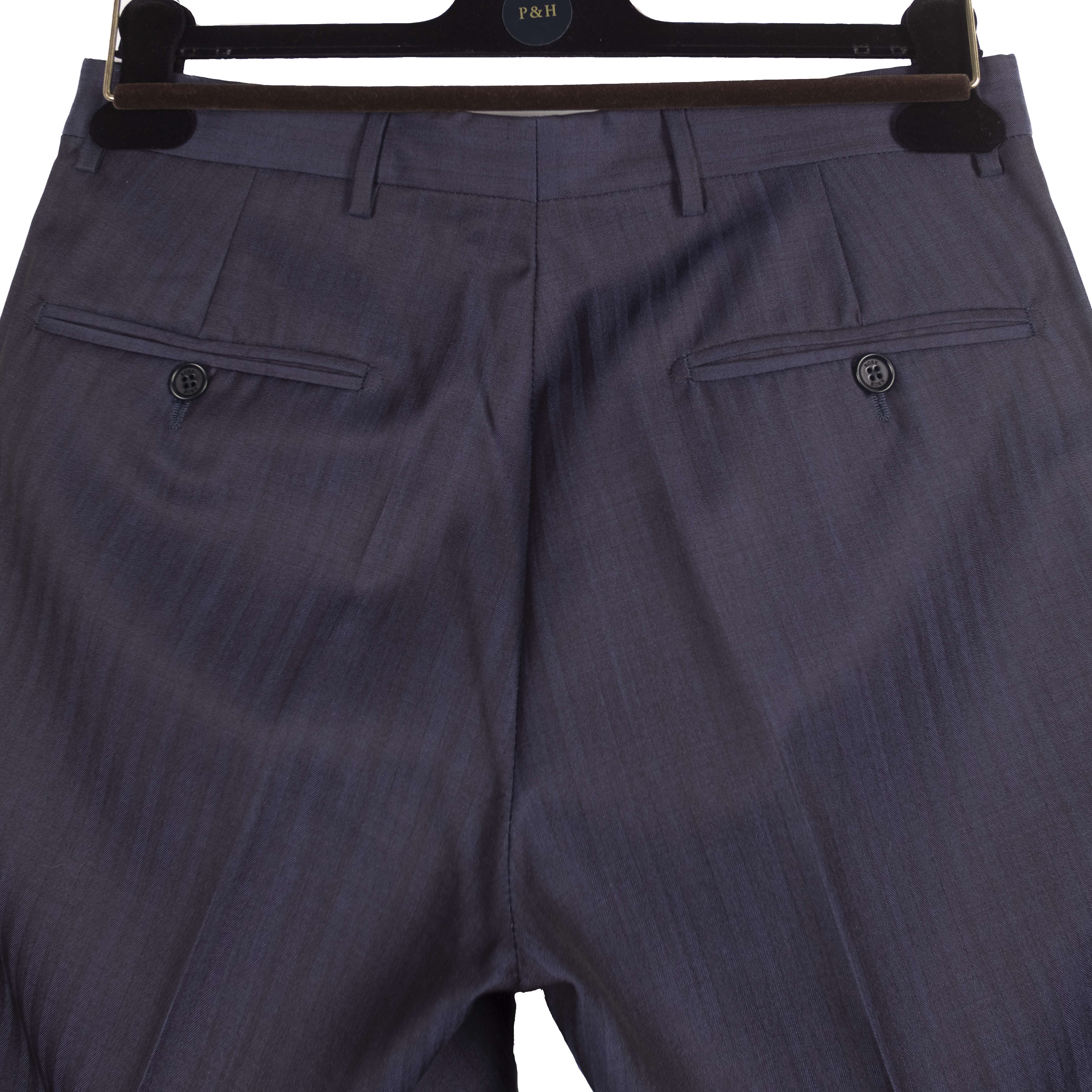 Navy Herringbone Double Breasted Suit