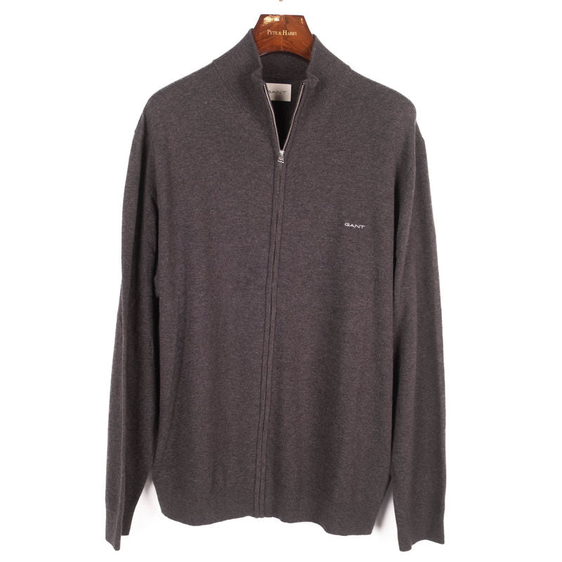 Grey Extrafine Lambswool Zip