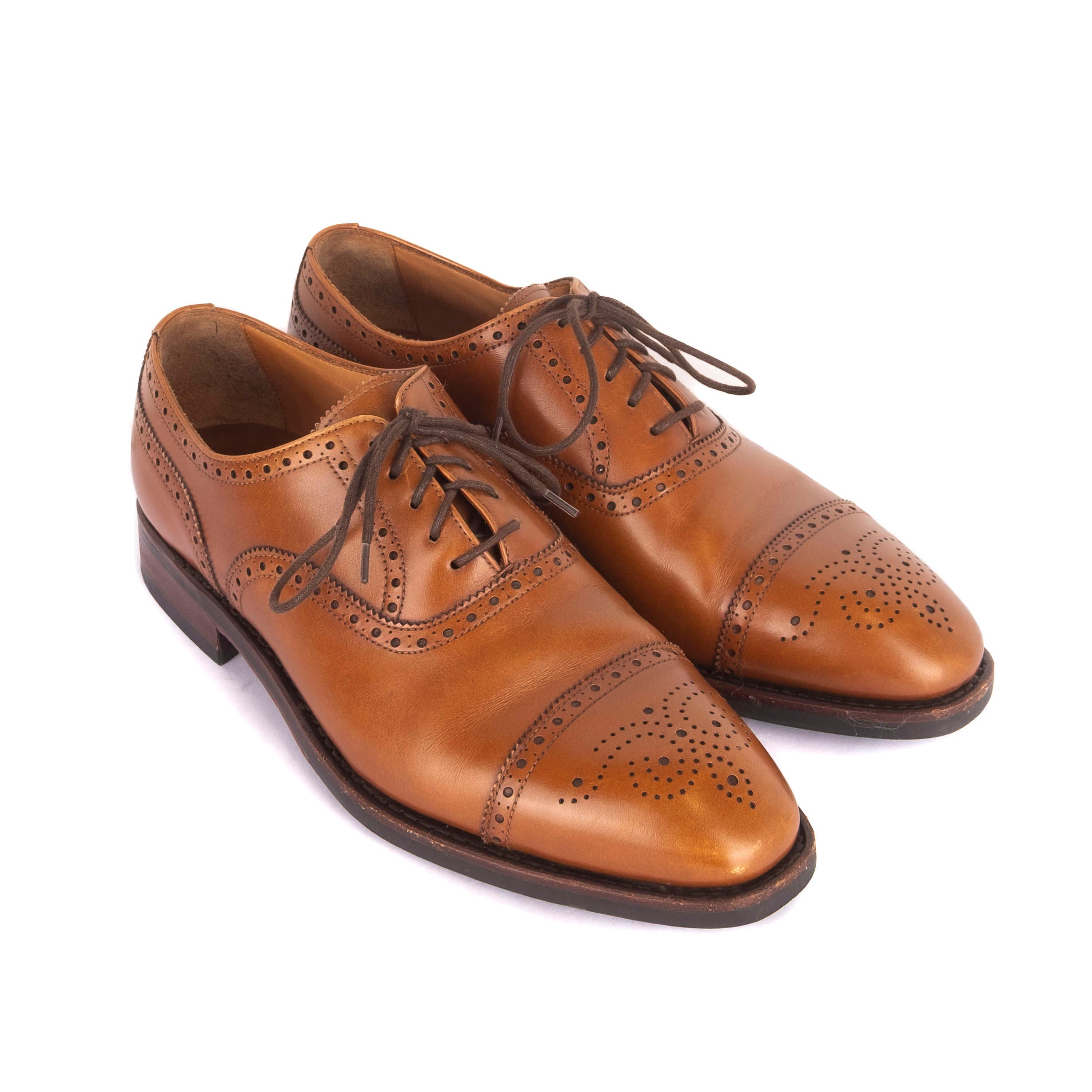 Box Calf Cognac Cap Toe Brogue Oxfords