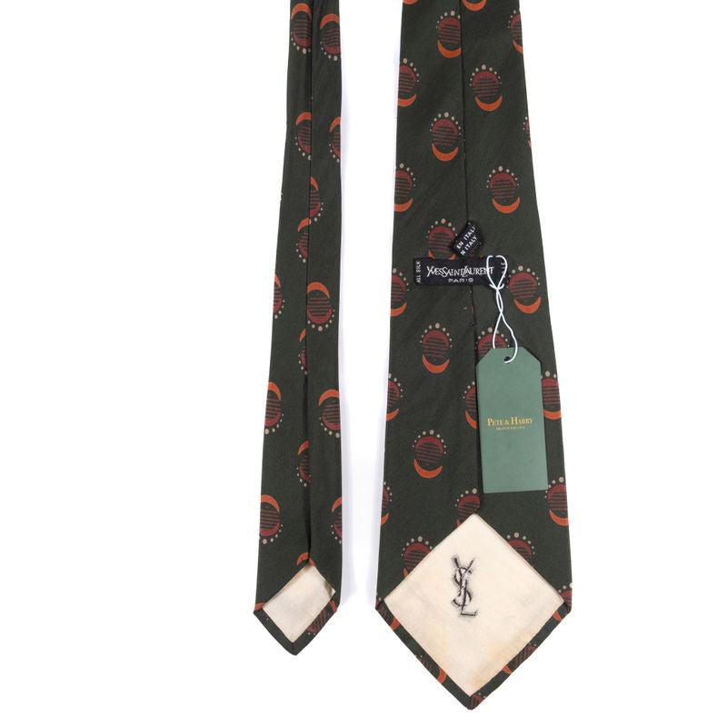 Yves Saint Laurent Black with Red and Orange Pattern Tie